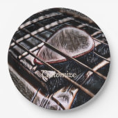 Gitarren in Lederpapier-Tellern Pappteller (Vorderseite)