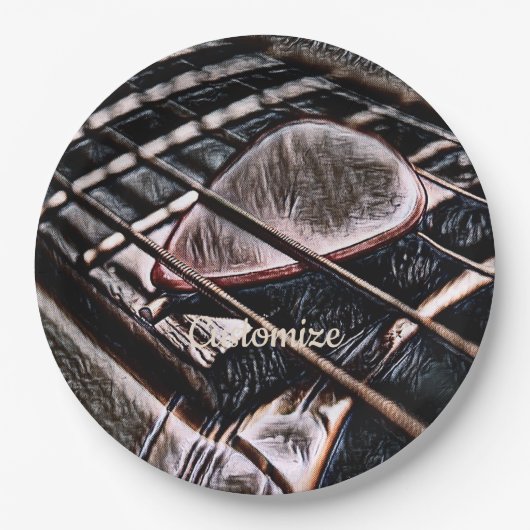 Gitarren in Lederpapier-Tellern Pappteller (Vorderseite)