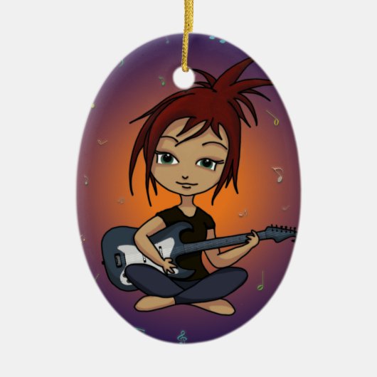Gitarren-Küken Keramik Ornament (Vorne)