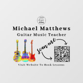 Gitarren-Lehrer-Musikunterricht QR-Code-Fensterheb Fensteraufkleber (Blatt)