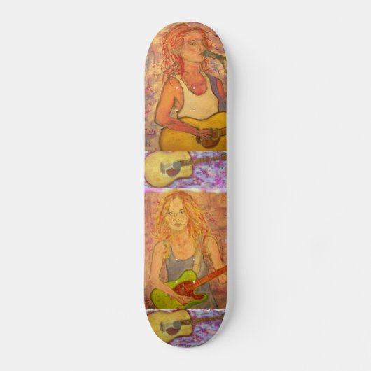 Gitarren-Mädchen-Kunst Skateboard (Vorderseite)
