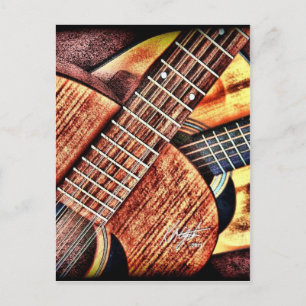 Gitarren mit hohem Kontrast Postkarte
