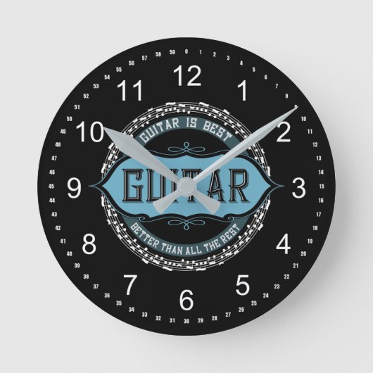 Gitarren-Musiknote Runde Wanduhr (Vorderseite)