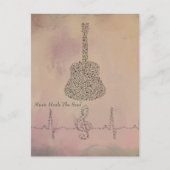 Gitarren-Notizen mit Herz-Beat-Karte Postkarte (Vorderseite)
