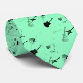 Gitarren Rock Black Green Krawatte 3 (Gerollt)