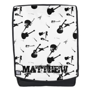 Gitarren Rock Schwarz-weiß mit Name Backpack Rucksack