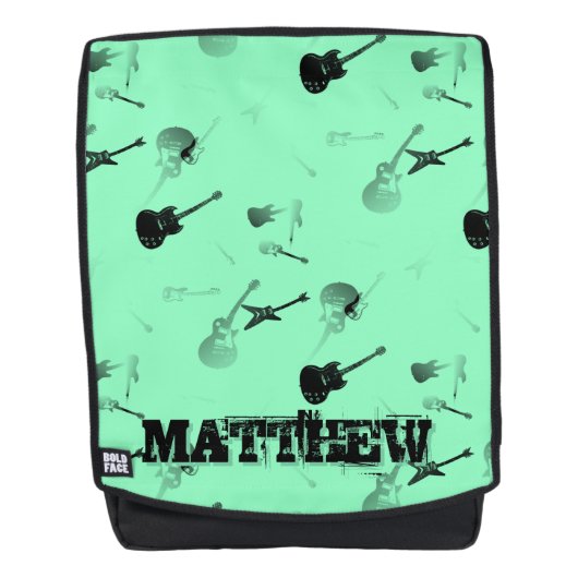 Gitarren Rock Schwarz-weiß mit Name G Backpack Rucksack (Vorderseite)