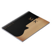 Gitarren-Silhouette Tan Holz Name Monogramm Notizblock (Linke Seite)