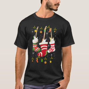 Gitarren Socken Weihnachtslicht Lustiger Gitarrist T-Shirt