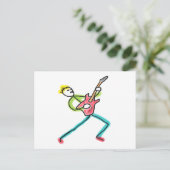 Gitarren-Strichmännchen Postkarte (Stehend Vorderseite)