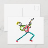Gitarren-Strichmännchen Postkarte (Vorne/Hinten)