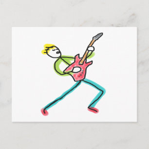 Gitarren-Strichmännchen Postkarte