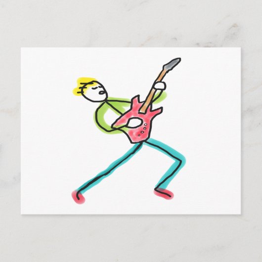 Gitarren-Strichmännchen Postkarte (Vorderseite)
