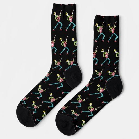 Gitarren-Strichmännchen Socken (Linkes Detail)