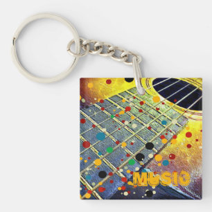 Gitarren Strings Musikalische Wasserfarbe Schlüsselanhänger