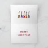 Gitarren tragen Weihnachtsmannmützen Feiertagskarte (Innenseite)