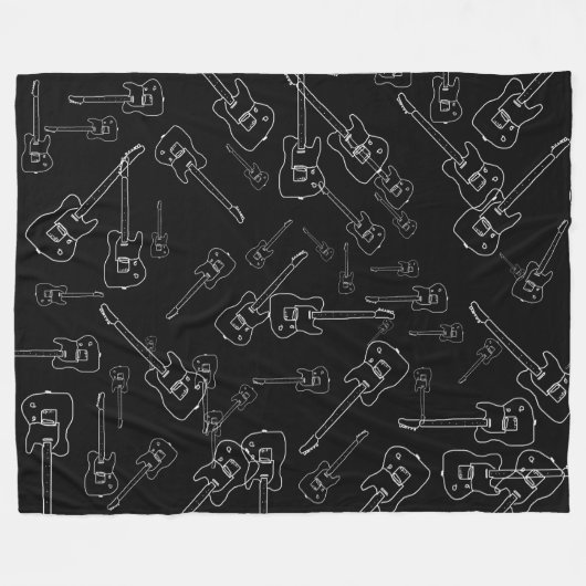 Gitarren überall schwarz fleecedecke (Vorderseite (Horizontal))