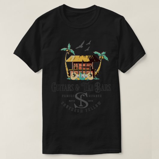 Gitarren und Tiki Bars T-Shirt (Design vorne)