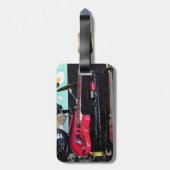 Gitarren und Trommeln Gepäckanhänger (Rückseite vertikal)