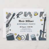 Gitarrenausstattung Geburtstag Einladung (Vorderseite)