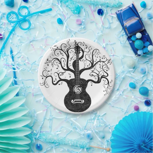 Gitarrenbaum und Musiknote Pappteller (Party)