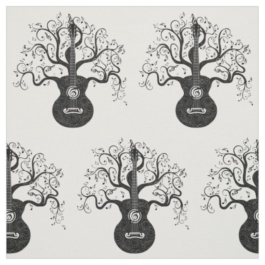 Gitarrenbaum und Musiknote Stoff (Muster)