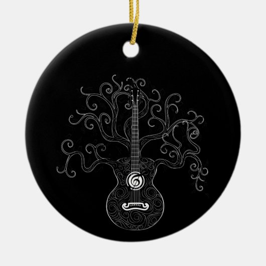 Gitarrenbaum und Musiknoten Keramik Ornament (Vorne)