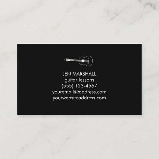 Gitarrendesign-Silhouetten Visitenkarte (Rückseite)