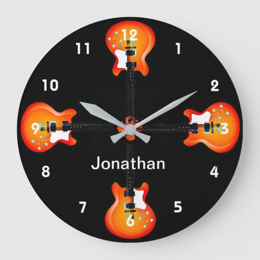 Gitarrendesign Wall Clock Große Wanduhr (Vorderseite)