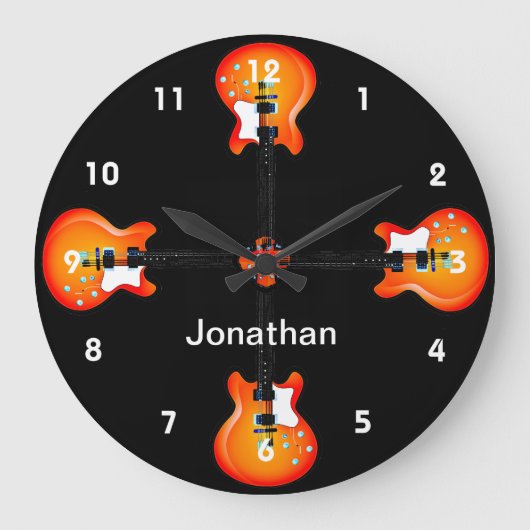 Gitarrendesign Wall Clock Große Wanduhr (Vorderseite)