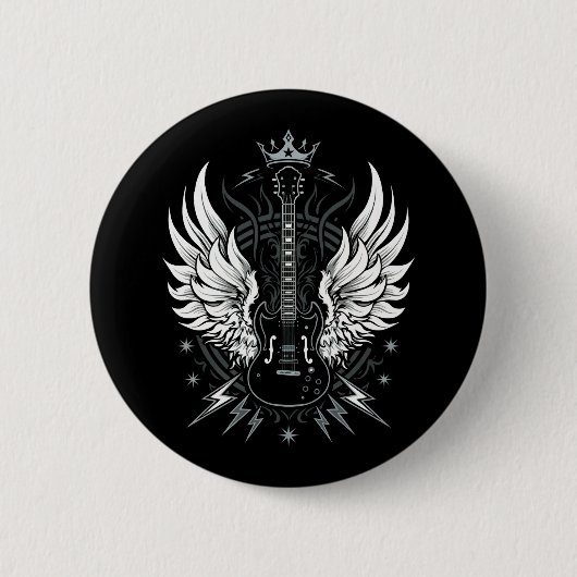 Gitarrenflügel Vintage Retro-Musik Button (Vorderseite)