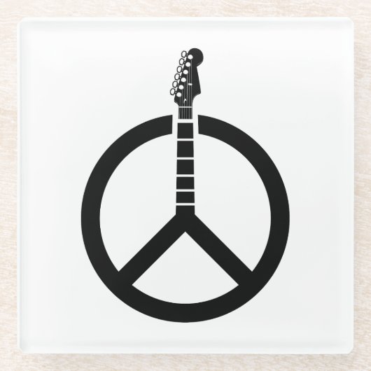 Gitarrenfriedenszeichen Glasuntersetzer (Vorderseite)