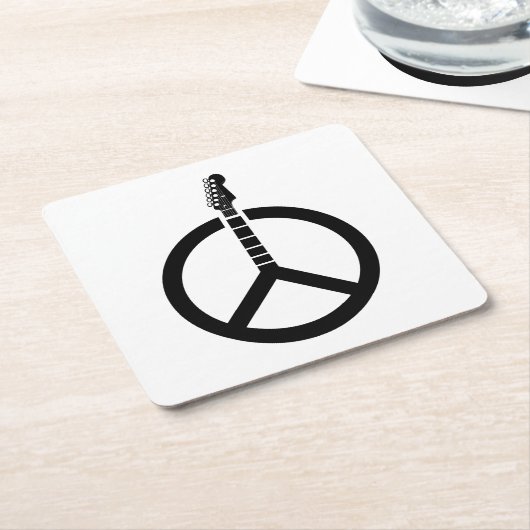 Gitarrenfriedenszeichen Rechteckiger Pappuntersetzer (angewinkelt)