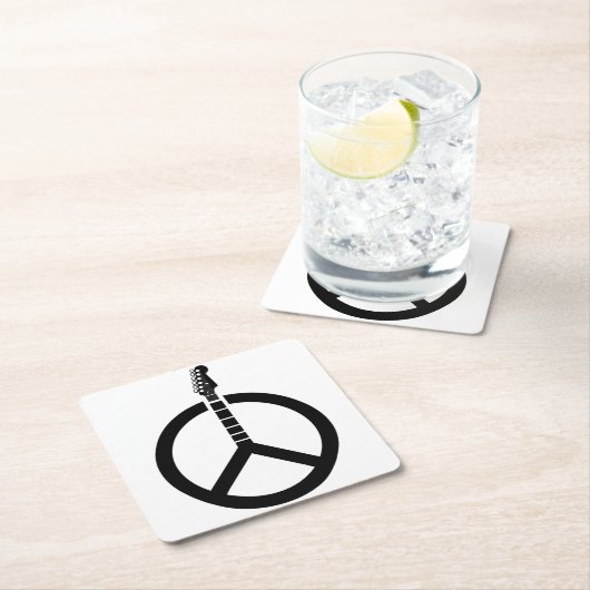 Gitarrenfriedenszeichen Rechteckiger Pappuntersetzer (Vor Ort)