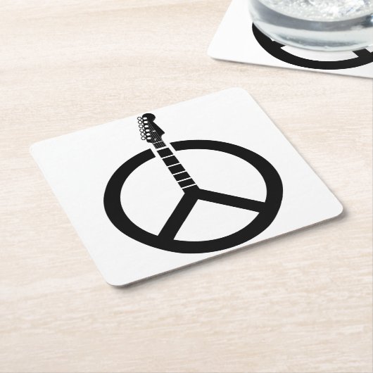 Gitarrenfriedenszeichen Rechteckiger Pappuntersetzer (angewinkelt)
