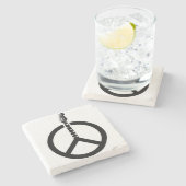 Gitarrenfriedenszeichen Steinuntersetzer (Seitenansicht)