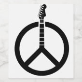 Gitarrenfriedenszeichen Weinetikett (Einzelnes Label)