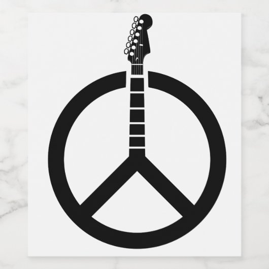 Gitarrenfriedenszeichen Weinetikett (Einzelnes Label)
