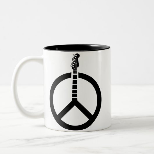 Gitarrenfriedenszeichen Zweifarbige Tasse (Links)