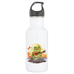 Gitarrenfrosch Sonnenuntergang Kawaii Musik Design Edelstahlflasche