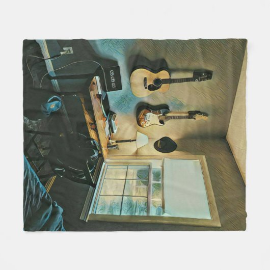 Gitarrengeschenke Fleecedecke (Vorderseite (Horizontal))