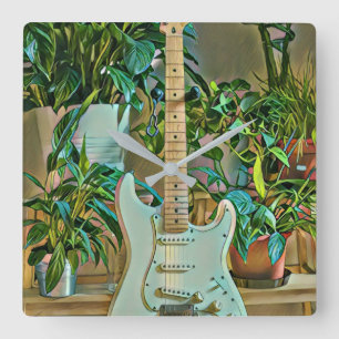 Gitarrengeschenke Quadratische Wanduhr