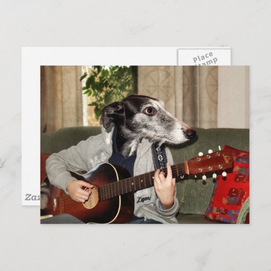 Gitarrenhund Postkarte (Vorne/Hinten)