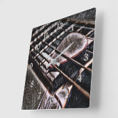 Gitarrenklänge in der lederquadratischen Wall-Uhr Quadratische Wanduhr (Winkel)