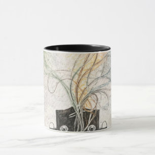 Gitarrenkopf Kunst Illustration fliegender Vögel Tasse