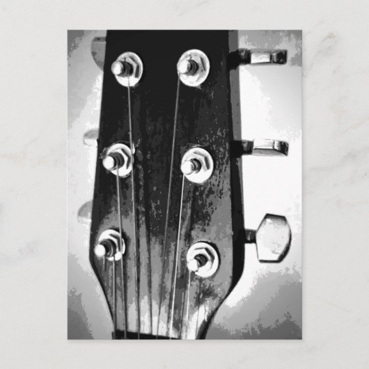 Gitarrenkopfstege Tuning Pegs Künstlerisch Schwarz Postkarte (Vorderseite)