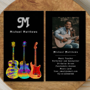 Gitarrenlehrer Custom Foto Retro Business Card Visitenkarte