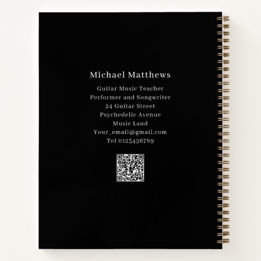 Gitarrenlehrer Custom Student Music Lesson Notizblock (Rückseite)