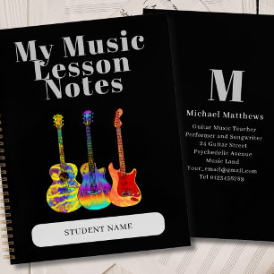 Gitarrenlehrer Custom Student Music Lesson Notizblock