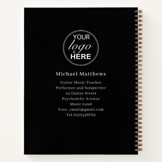 Gitarrenlehrer Custom Student Music Lesson Notizblock (Rückseite)